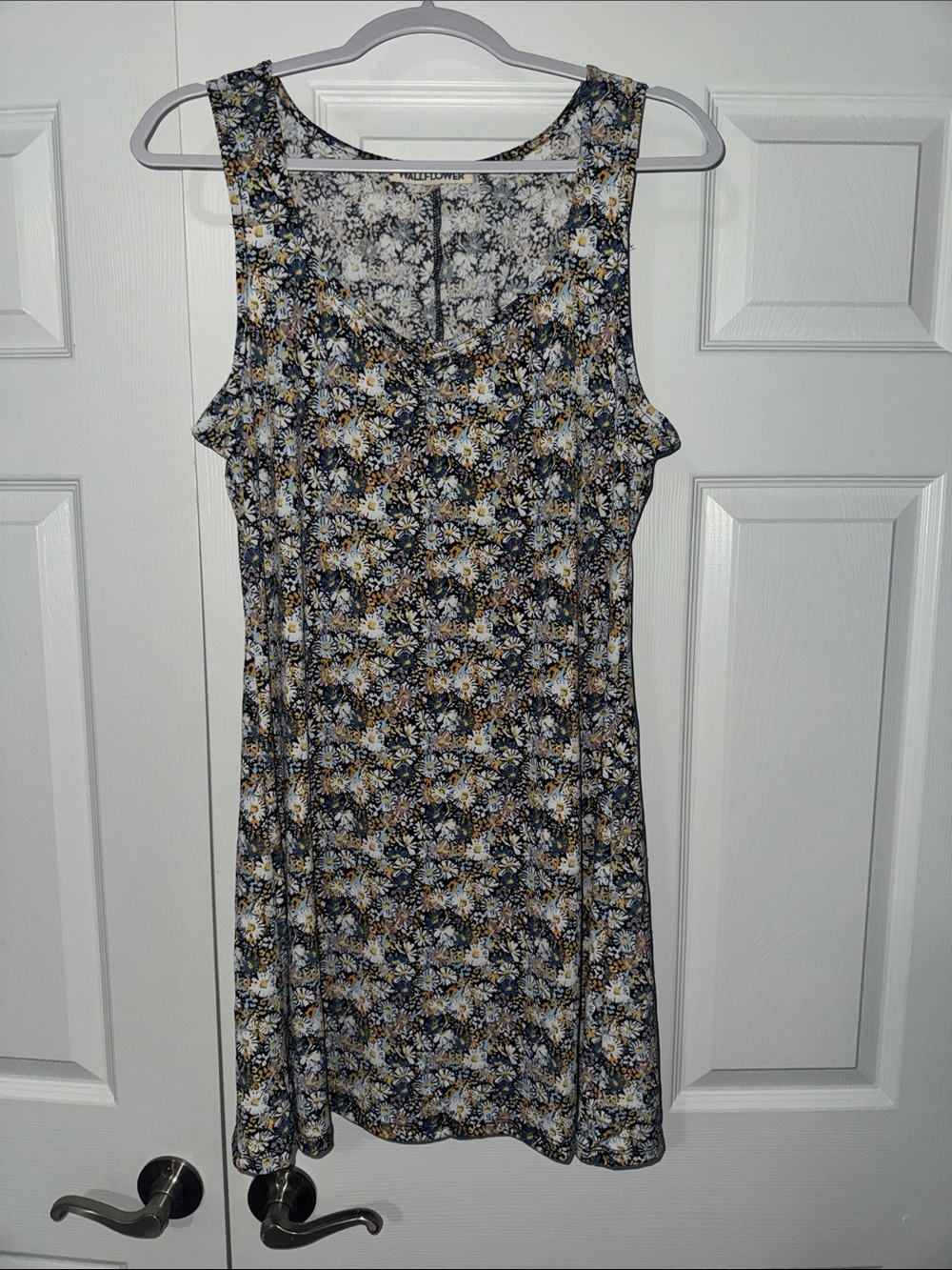 Wallflower Sleeveless Floral Dress - Navy & Yellow